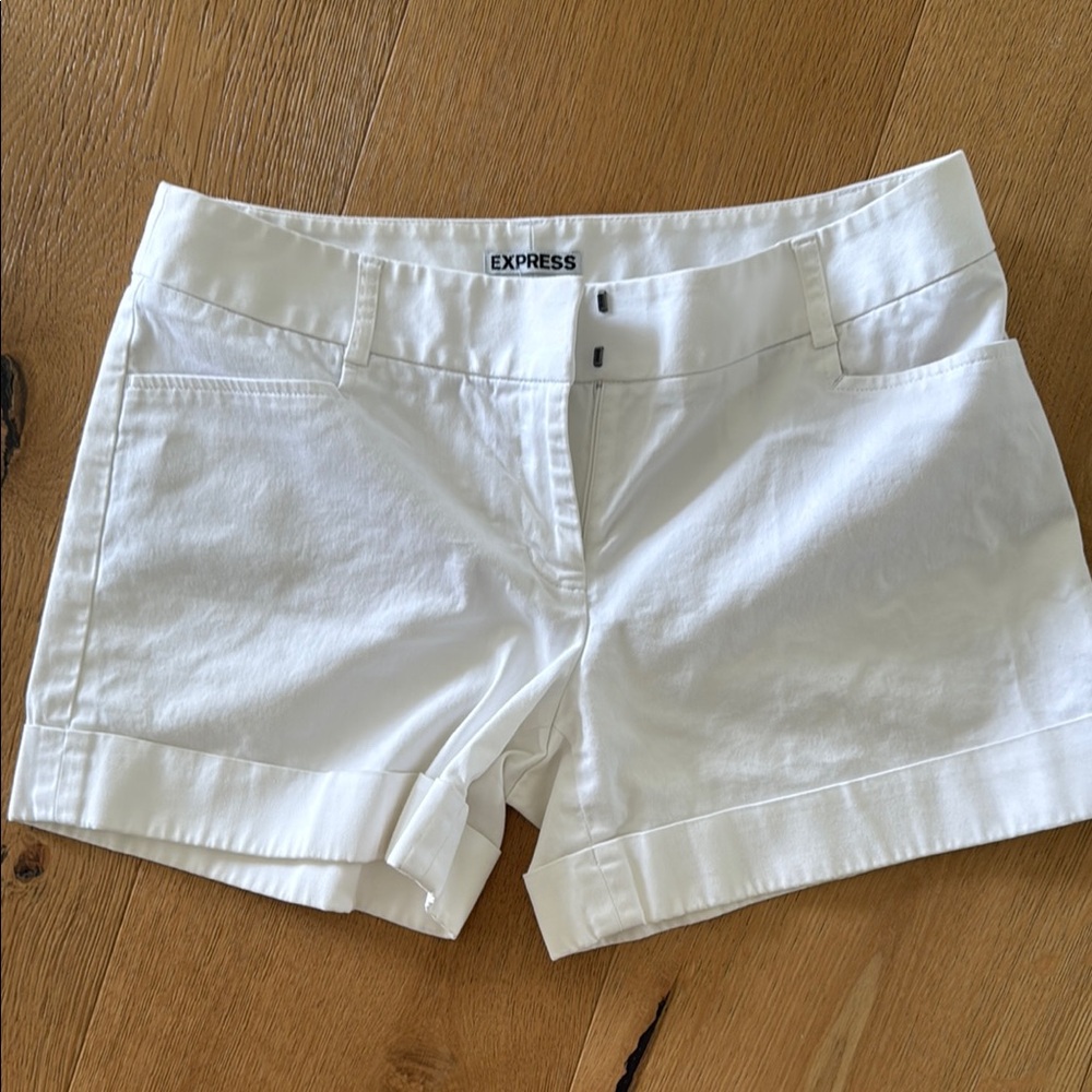 Express White Editor Shorts